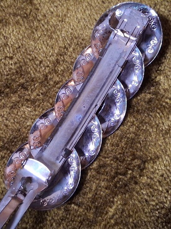 Vintage Barrette Hair Clip Silver Tone Circle Link Spiral Korea 3.5" - Picture 11 of 15